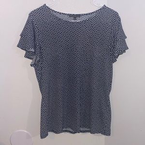 Navy blue and White Polka Dots Top